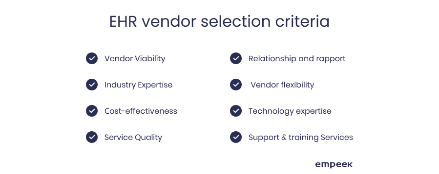 EHR vendor selection criteria