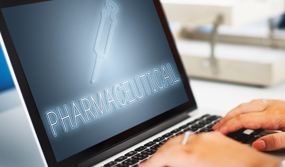 pharmaceutical software opened on a laptop