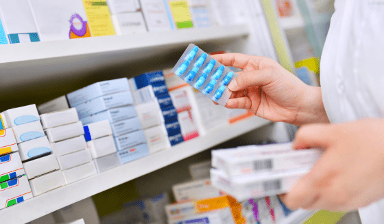 pills in a pharmacy