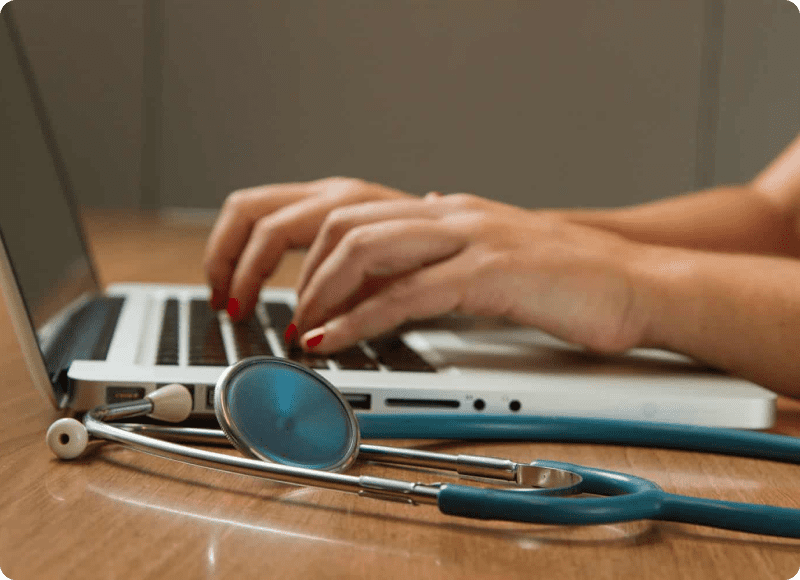 Stethoscope and a laptop