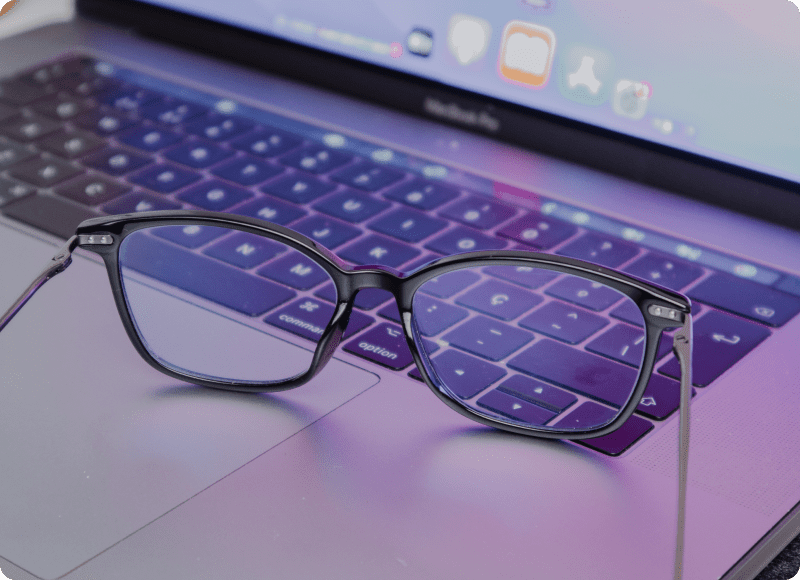Glasses on a laptop