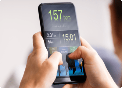 Person using cardio monitoring app