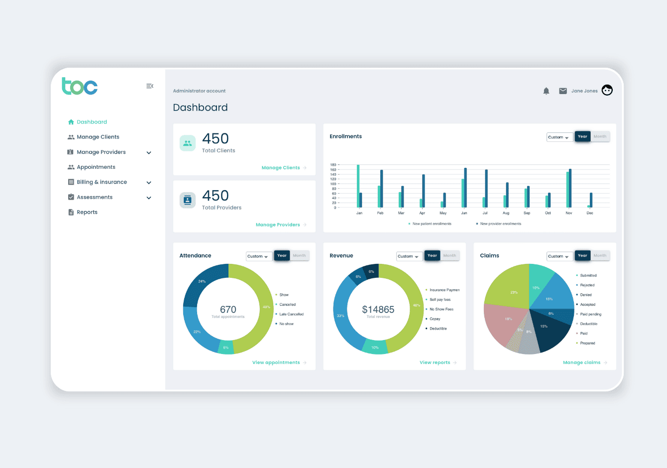 UI for EHR system and Patient Portal For Mental Health Clinic
