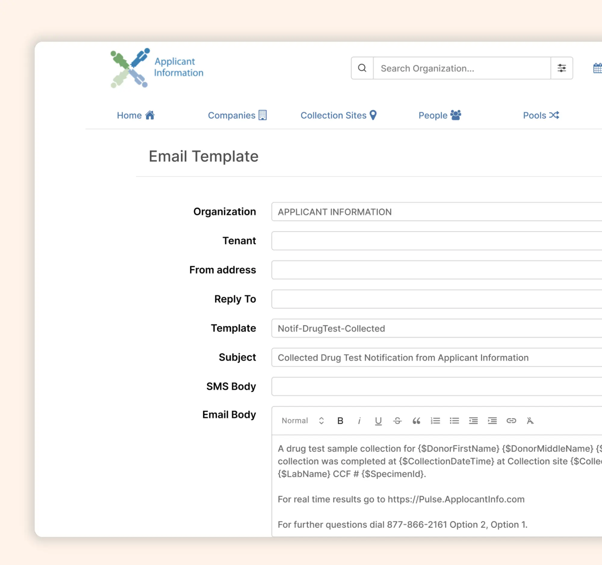 User interface for lab testing platform